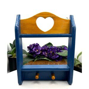 Mini Heart Cutout Wooden Wall Shelf With Pegs